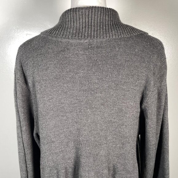 JM Collection Charcoal Gray Shawl Neck 1 Button Lock Long Sleeve Cardigan L - Picture 10 of 12